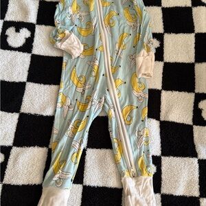 Little Sleepies Banana Print Footie Pajama - Light Blue and Yellow